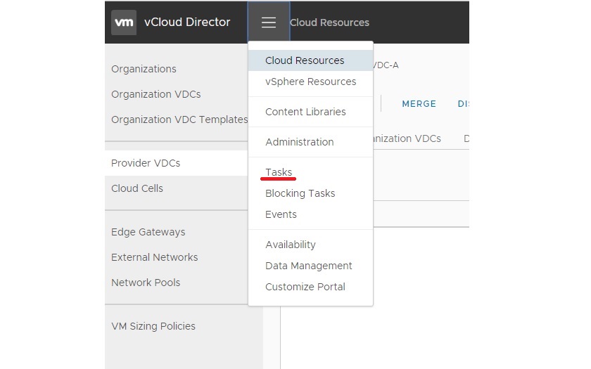 VMware vCloud Director tasks